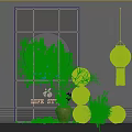Red Photo Check In Spot with Circular Cutout Red Lanterns Greenery Fu Character Life Style