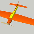 Orange Model Airplane With Yellow Stripe Wing Propeller And Structure 3d model