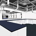Modern Laboratory Interior Design With Lab Benches Cabinets And Ceiling Lighting