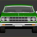 Green Classic Two Door Car With Shiny Surface And Reflection 3d model