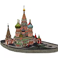Historic Ancient Architecture With Colorful Domes Golden Spires And Red Brick Walls
