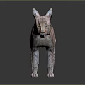 Realistic Spotted Lynx With Pointed Ears Standing On Reflective Gray Surface 3d model