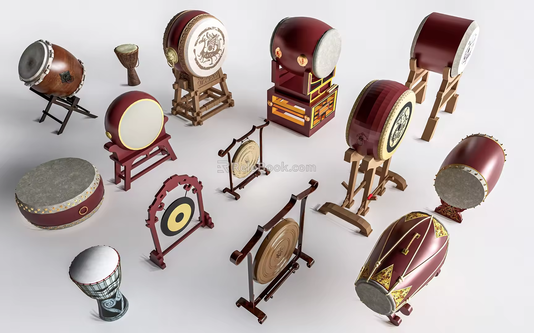 Chinese Drum Chinese Musical Instruments Meichen Drum 3d model