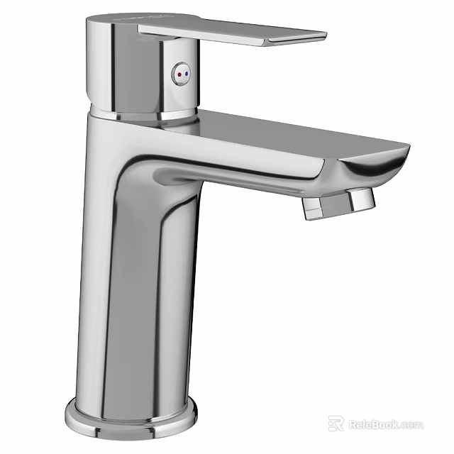 Faucet With Modern Chrome Finish And Single Handle For Bathroom Sink 3d model 