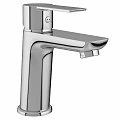 Faucet With Modern Chrome Finish And Single Handle For Bathroom Sink