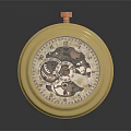 Vintage Mechanical Pocket Watch With Gold Case And Intricate Gear Design On Dark Background