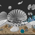 Seashell Themed Photo Spot With Large Open Seashells Jewels And Colorful Corals Decorative Balls
