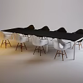 Modern Black Conference Table With White Chairs For Office Meeting Space