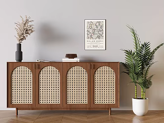 Silly Rattan Sideboard Solid Wood Tea Cabinet Storage Cabinet Entrance Cabinet Side Cabinet Dining Cabinet 3d model