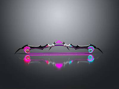 Futuristic Sci Fi Weapon With Purple Blue Glowing Streamlined Design And Mirror Reflection 3d model
