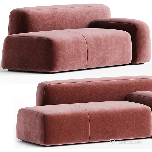 Sleek Modern Two-Seater Sofa With Terracotta Velvet Upholstery And Simple Curved Design 3d model 