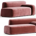 Sleek Modern Two-Seater Sofa With Terracotta Velvet Upholstery And Simple Curved Design