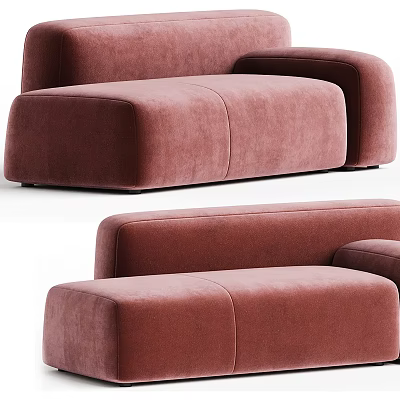 Sleek Modern Two-Seater Sofa With Terracotta Velvet Upholstery And Simple Curved Design 3d model