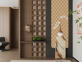 New Chinese-style porch partition decorative porch 3d model