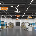 Logistics Picking Area Modern Interior With Shelves Cardboard Boxes And Ceiling Lighting
