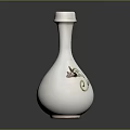 White Ceramic Vase With Decorative Floral Patterns For Home Furniture