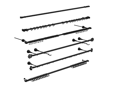 Stylish And Durable Curtain Accessories Set With Rods Hooks Tracks And Springs 3d model