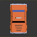 Orange Taxi Toy Model With Blue Windows White Wheels Roof Sign And Lettering