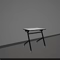 White Tabletop Folding Table With Black Frame And Rolling Wheels 3d model