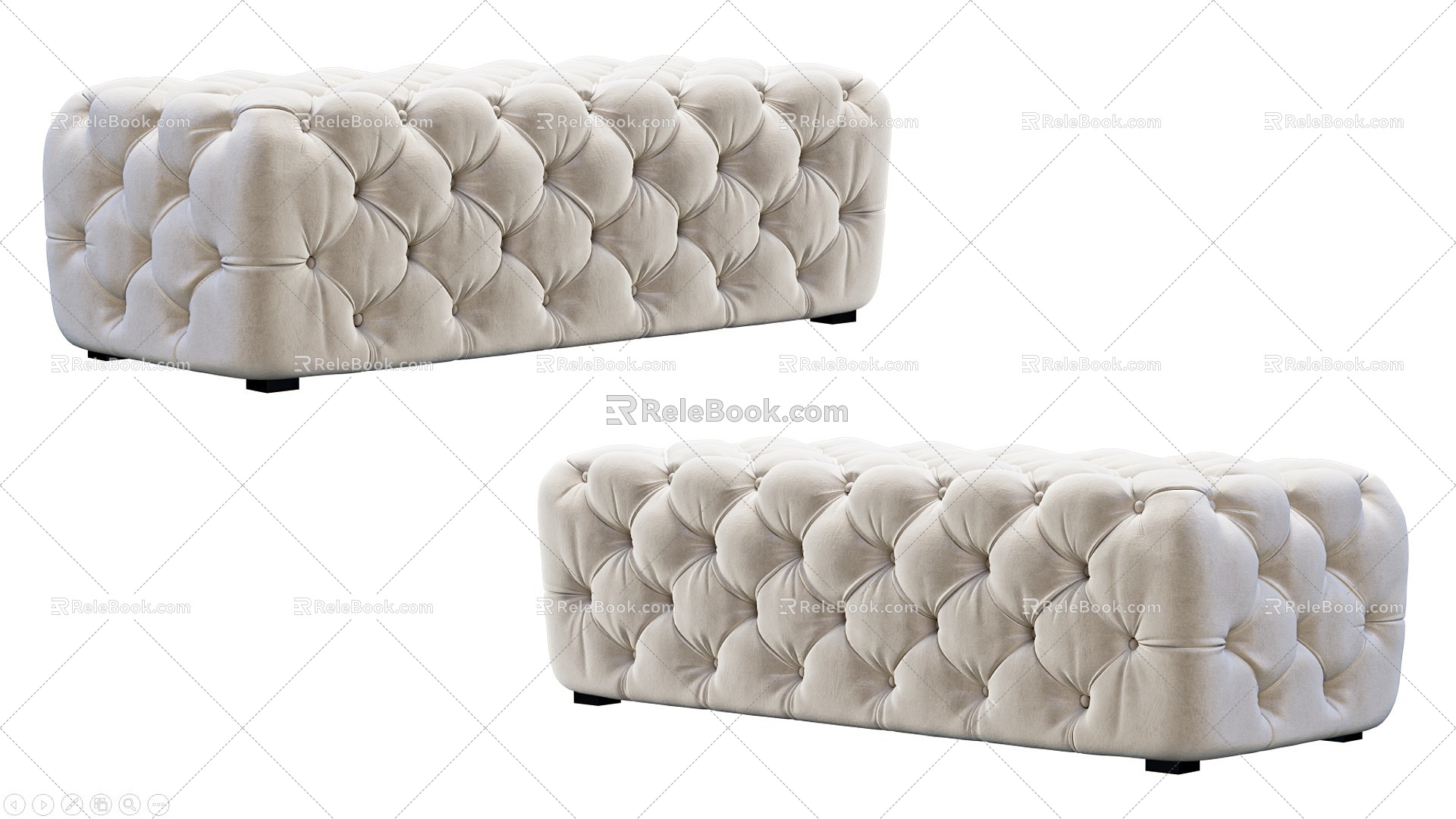 Fabric Sofa Bench Bed End Bench Tufted Bench 3d model