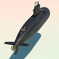 Modern Dark Colored Submarine With Tower Structure And Propeller Design 3d model