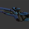 Futuristic Blue Sci Fi Weapon With Luminous Accents And Advanced Mechanical Structure 3d model