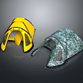 Yellow and Camouflage Outdoor Camping Tents with Mesh Windows and Door Entrance