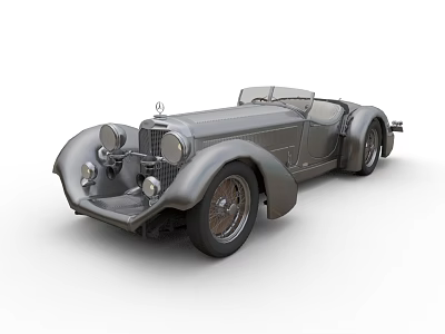 Vintage Classic Convertible Car With Retro Headlights And Open Top Design 3d model