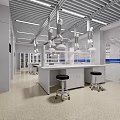 Modern Laboratory Interior With Lab Benches Stools Cabinets And Lighting 3d model