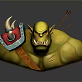 Game Movie Character Yellow Horned Warrior With Red Shield And Arrows