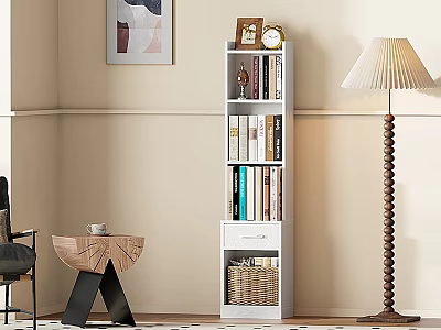 Modern Storage Cabinet Shelf With Books Decorative Items And Storage Drawer In Living Room 3d model
