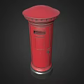 Classic Red Postbox With Domed Top And Sturdy Metal Base Construction 3d model