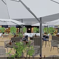 Lively Commercial Street With Outdoor Seating Green Plants Boutique Shops And Warm Ambient Lighting