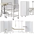 Medical Equipment Including Mobile Cart Partition Screen Examination Table And Stool
