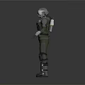 Game Movie Character In Green Armor With Gray Helmet And Military Sci Fi Gear