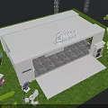 Midea Kitchen Experience Store Outdoor Stage With Grass Sofa And Flowers 3d model