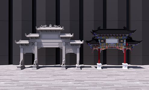 Chinese style archway 3d model