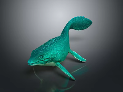 Vibrant Green Aquatic Creature 3D Character with Streamlined Body Textured Skin Fins and Tail 3d model