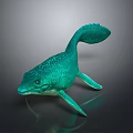 Vibrant Green Aquatic Creature 3D Character with Streamlined Body Textured Skin Fins and Tail