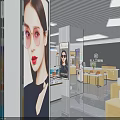 Elegant Retail Store Interior Design With Display Counters Products And Ceiling Lighting