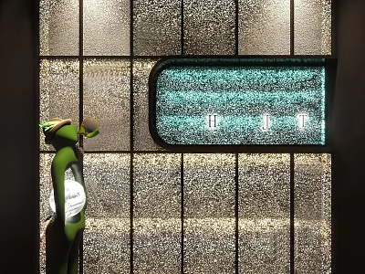 Textured Background Wall With Illuminated Decorative Panel And Metallic Accents 3d model