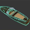 Classic Wooden Brown Boat With Transparent Windshield And Leather Seats For Water Transport