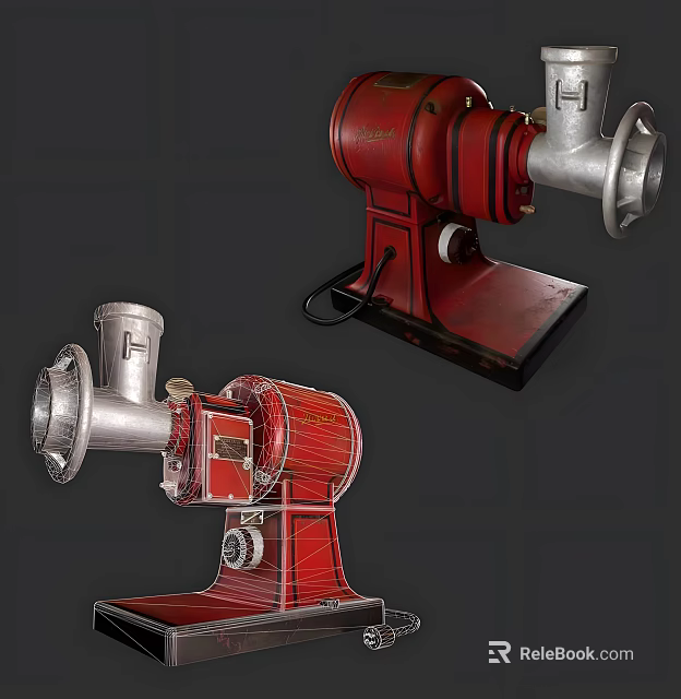 Vintage Red And Silver Kitchen Appliances With Classic Metal Base Design 3d model 
