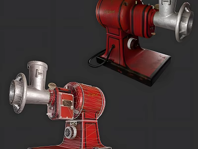 Vintage Red And Silver Kitchen Appliances With Classic Metal Base Design 3d model