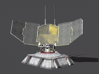 Advanced Military Weapon System With Multiple Deployable Radar Panels And Rotating Base 3d model
