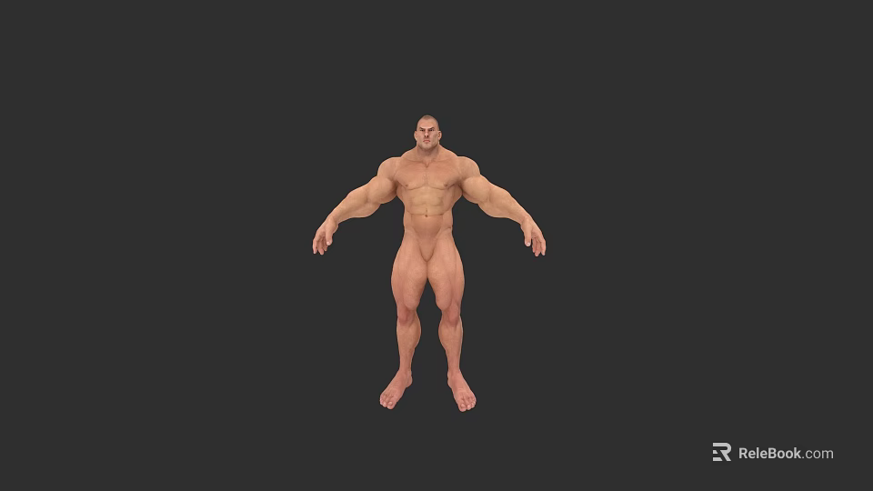 Muscular Man Standing Shirtless with Well Defined Physique on Dark Background 3d model 