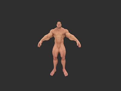 Muscular Man Standing Shirtless with Well Defined Physique on Dark Background 3d model
