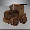Handcrafted Wooden Toy Train With Wood Grain Details Round Wheels And Small Chimney