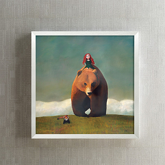 Modern Animal Painting Brown Bedroom Animal Bear Decorative Painting 3d model