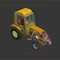Yellow Utility Tractor With Large Tires And Functional Cab Design 3d model